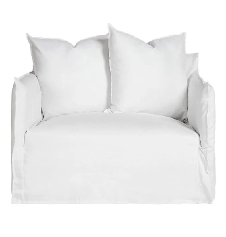 Como Linen Armchair White - 1.5 Seater