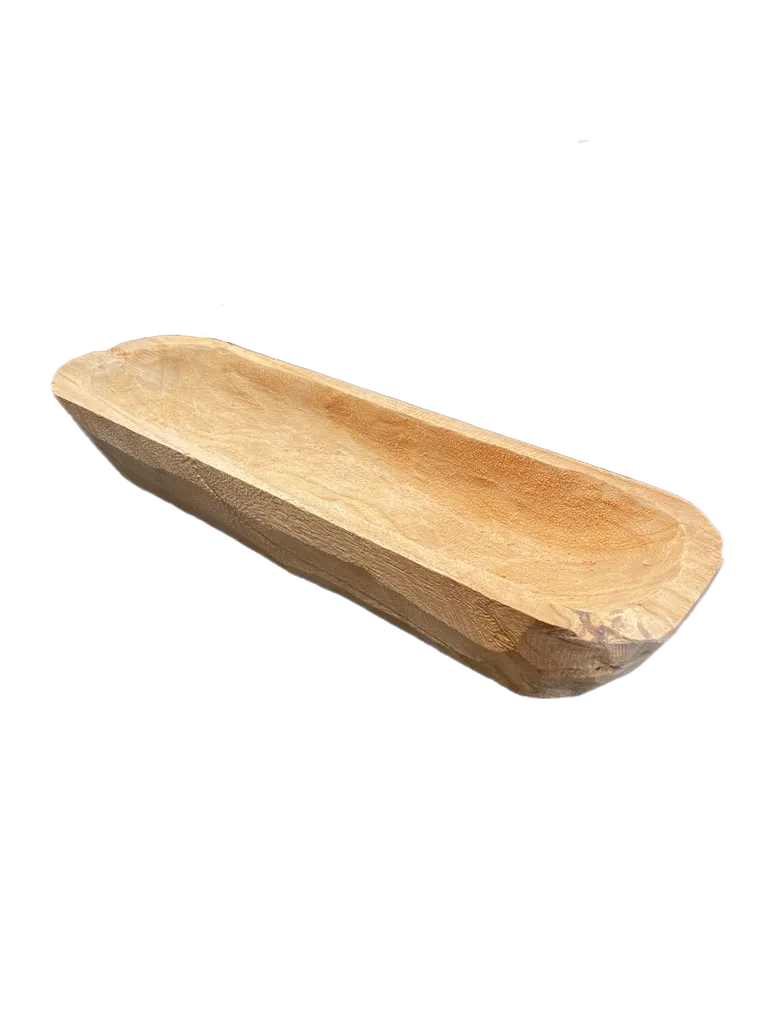 Carved Oval Teak Bread Basket