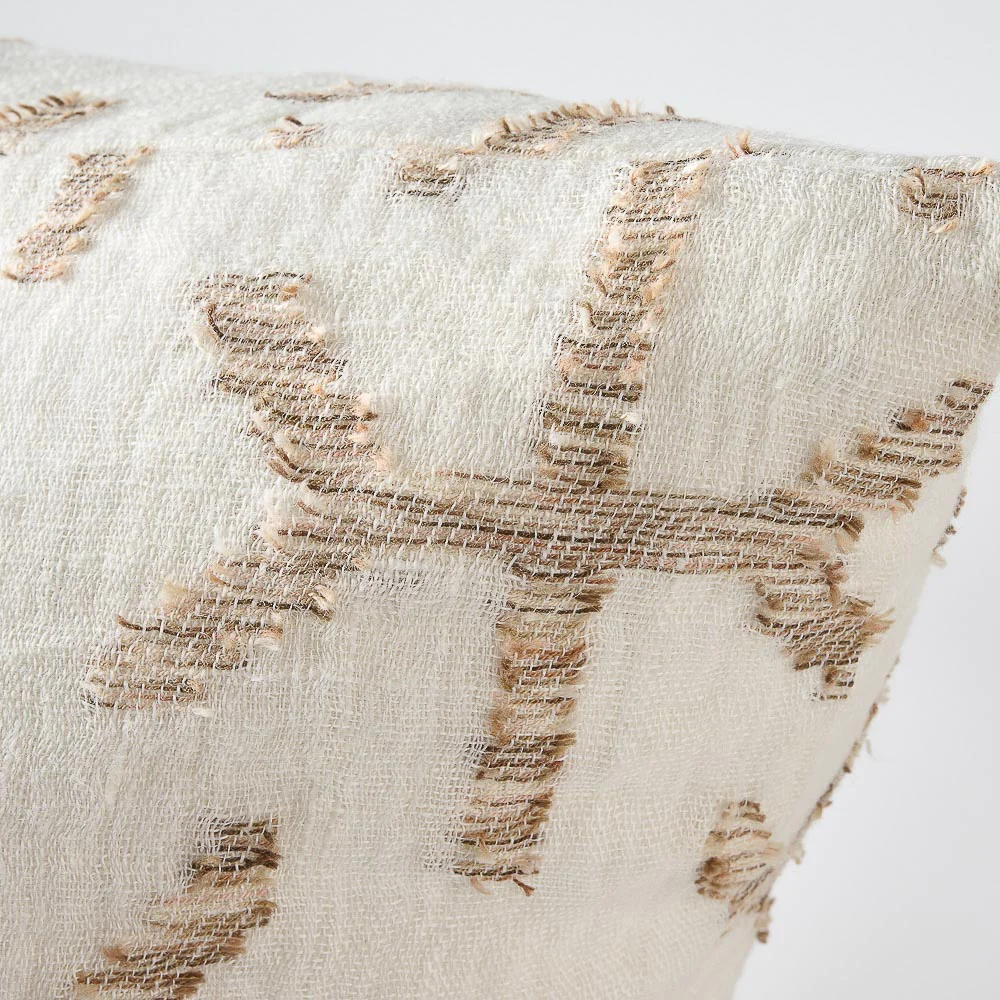 Eros Linen Cushion - Off White/Nutmeg