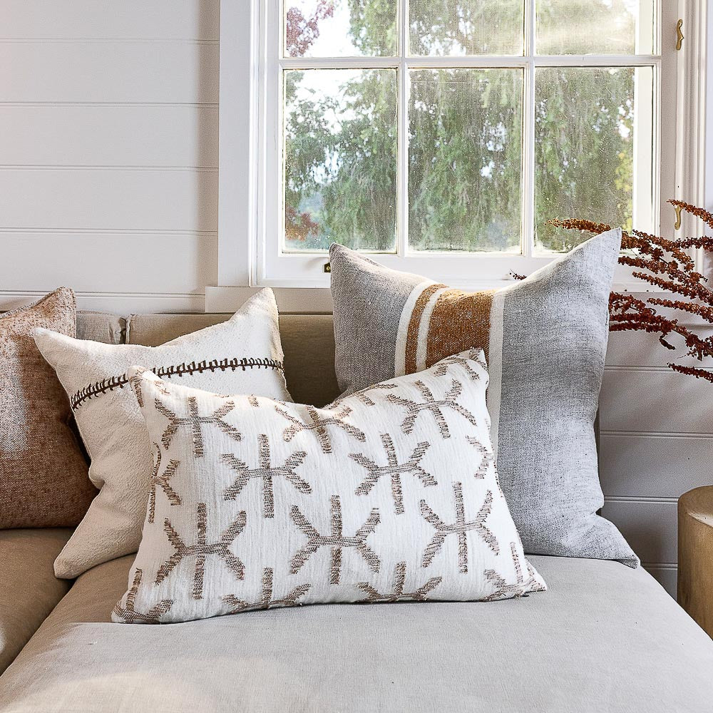 Eros Linen Cushion - Off White/Nutmeg