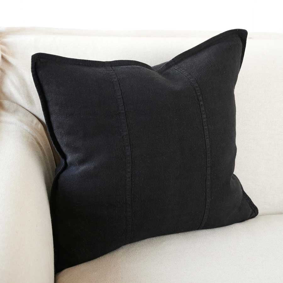 Luca Linen Cushion - Black