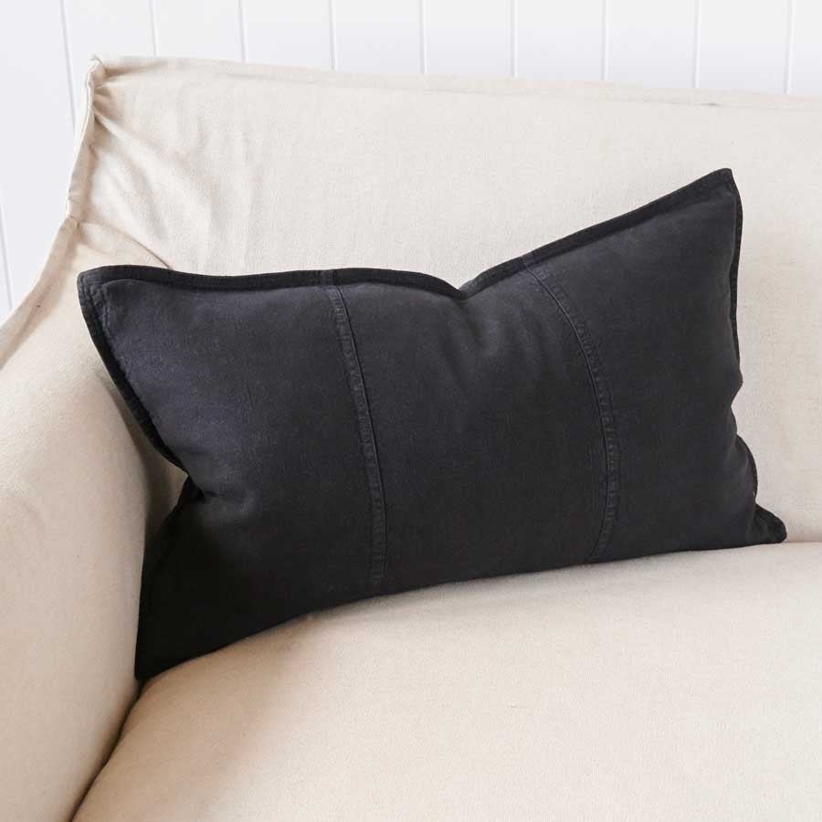 Luca Linen Cushion - Black