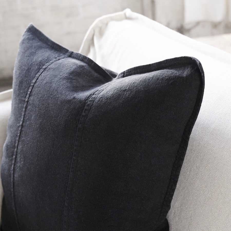 Luca Linen Cushion - Black