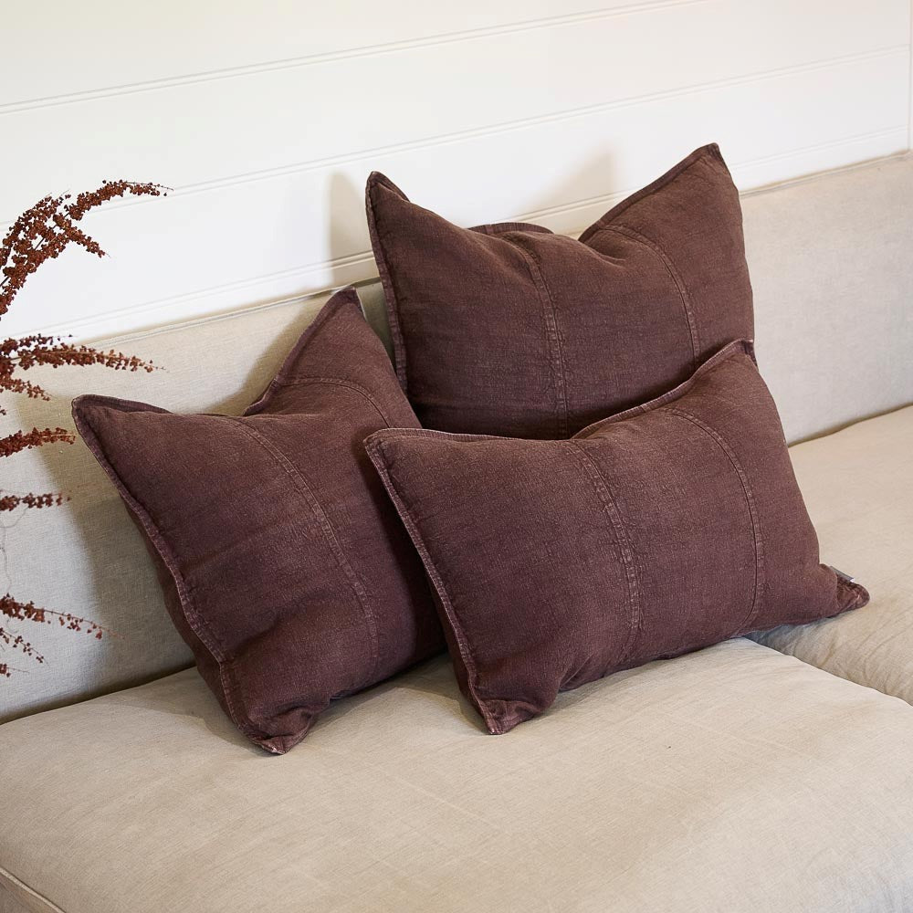 Luca Linen Cushion - Chocolate