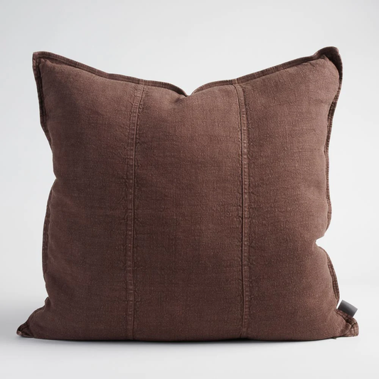 Luca Linen Cushion - Chocolate