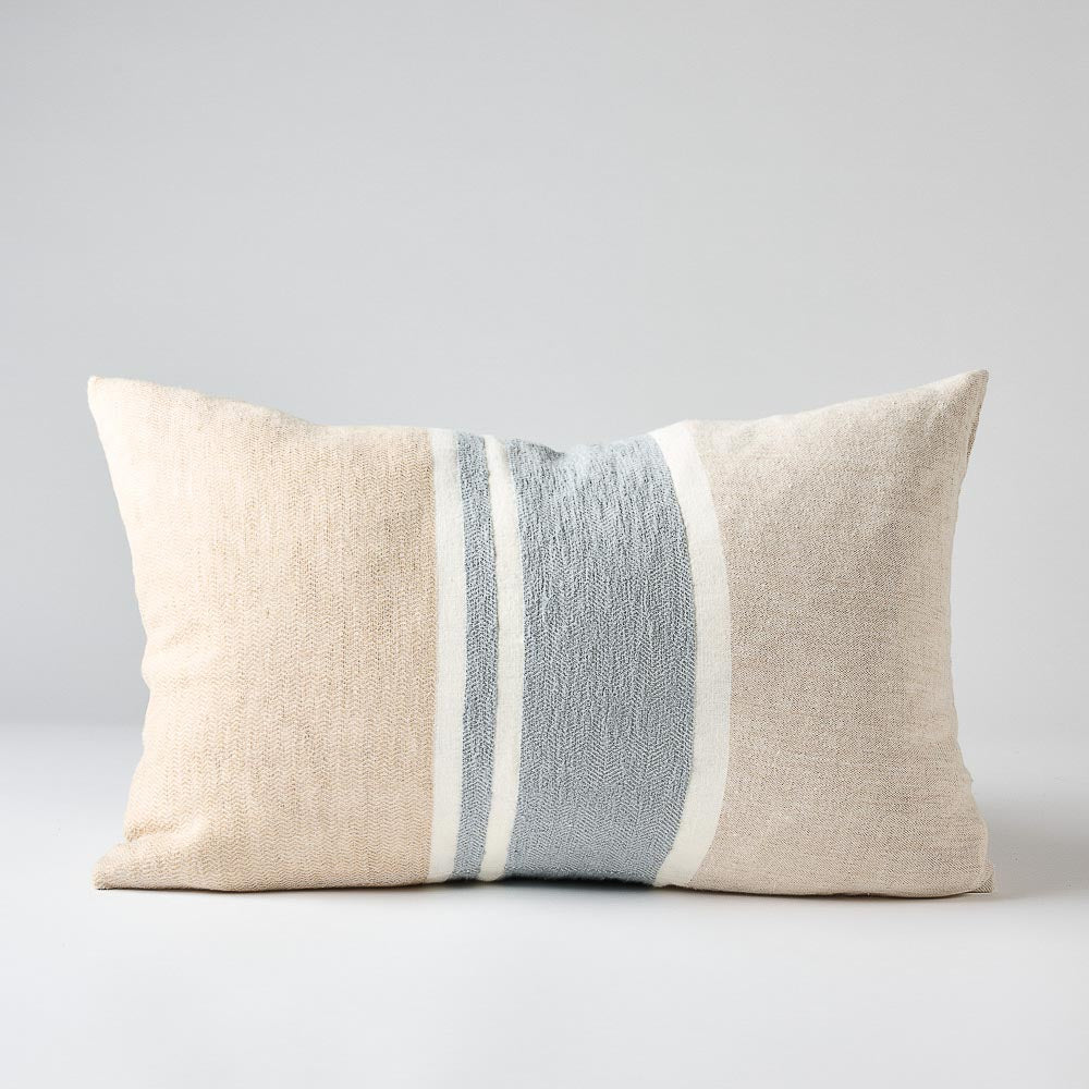 Magnus Linen Cushion - Natural/Blue