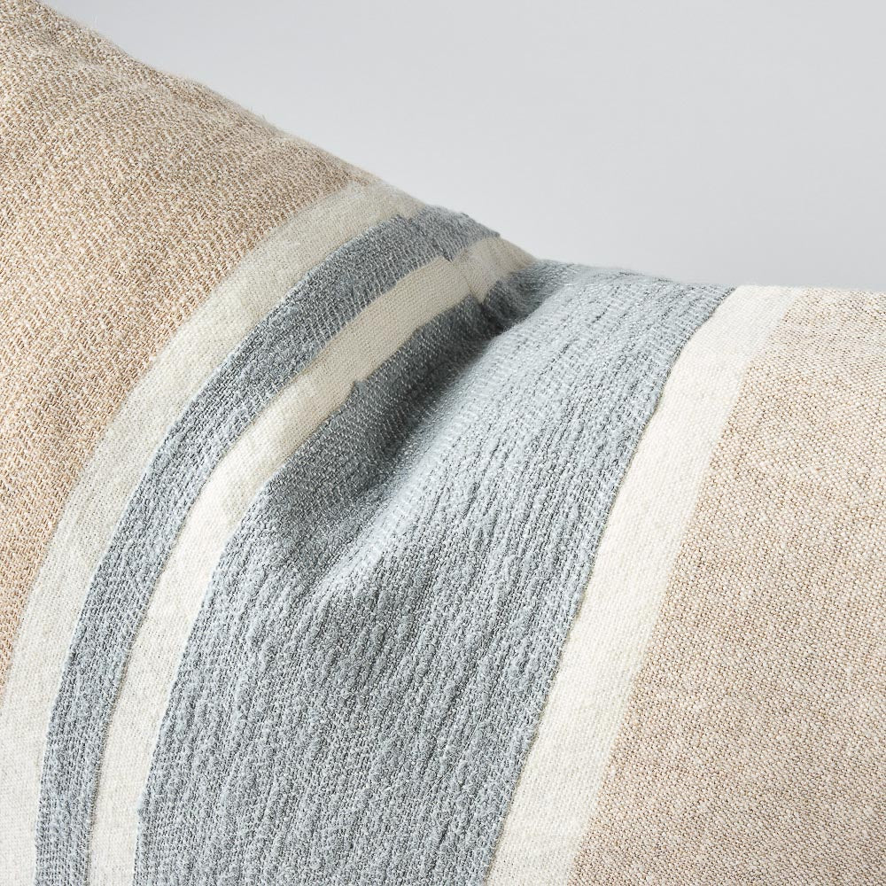 Magnus Linen Cushion - Natural/Blue