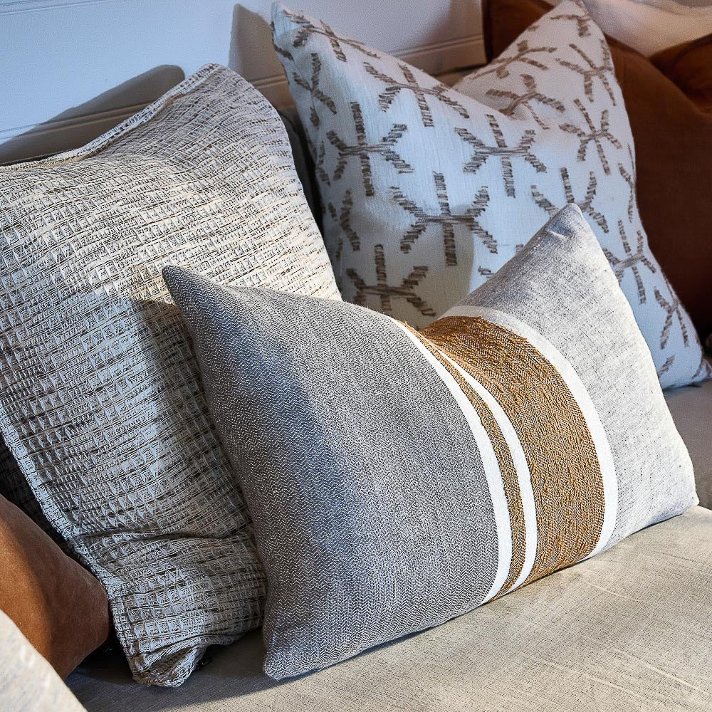 Magnus Linen Cushion - Slate/Nutmeg