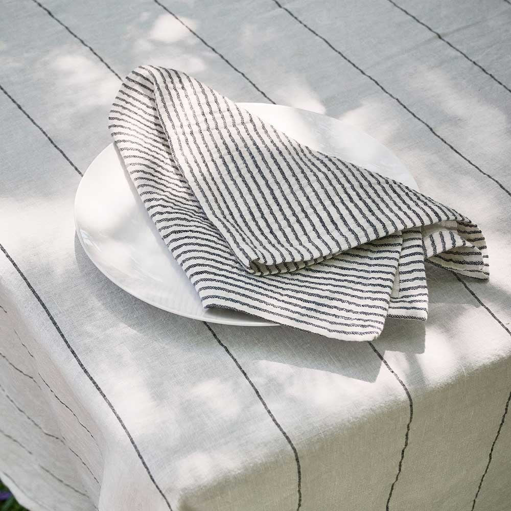 Marina Napkin Set - Off White w' Ink Stripe