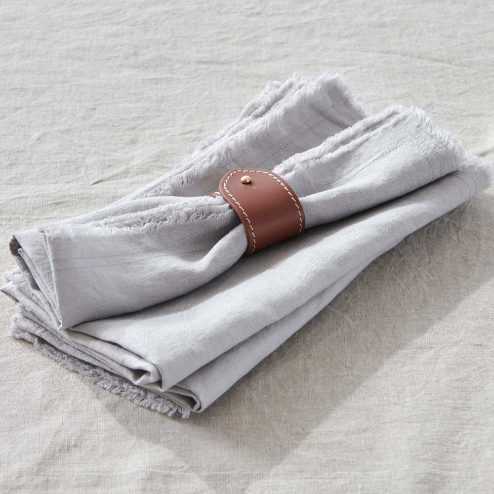 Soft Leather Napkin Rings (Set of 4) - Tan