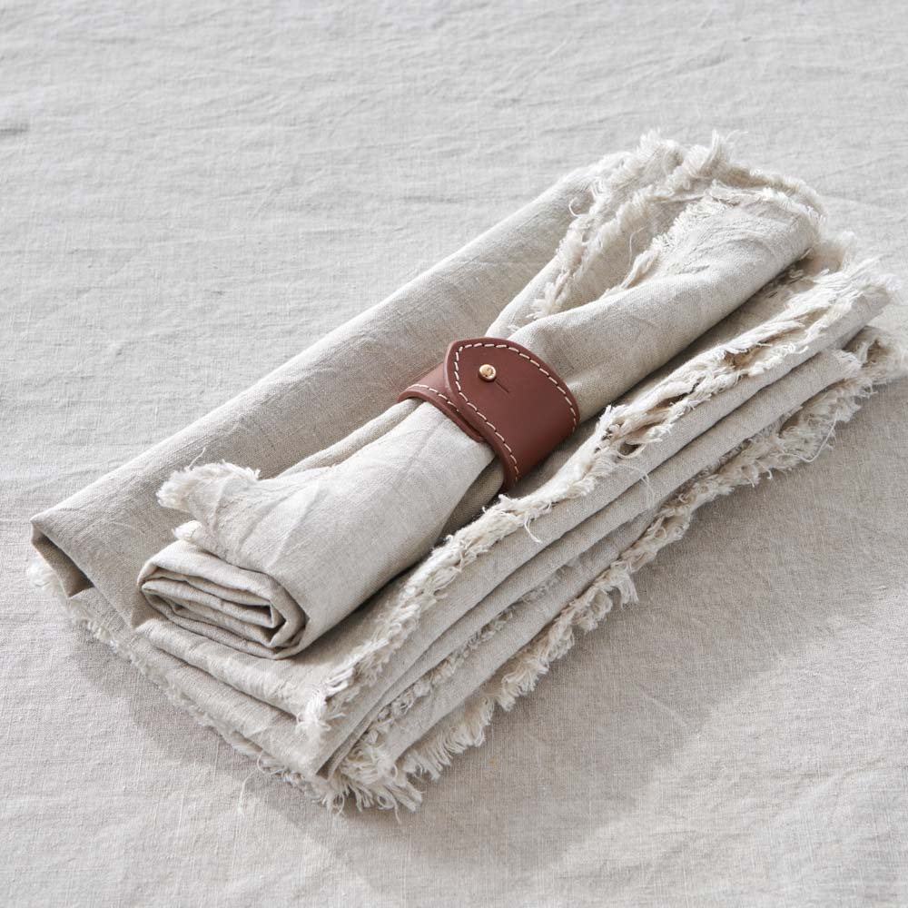 Soft Leather Napkin Rings (Set of 4) - Tan