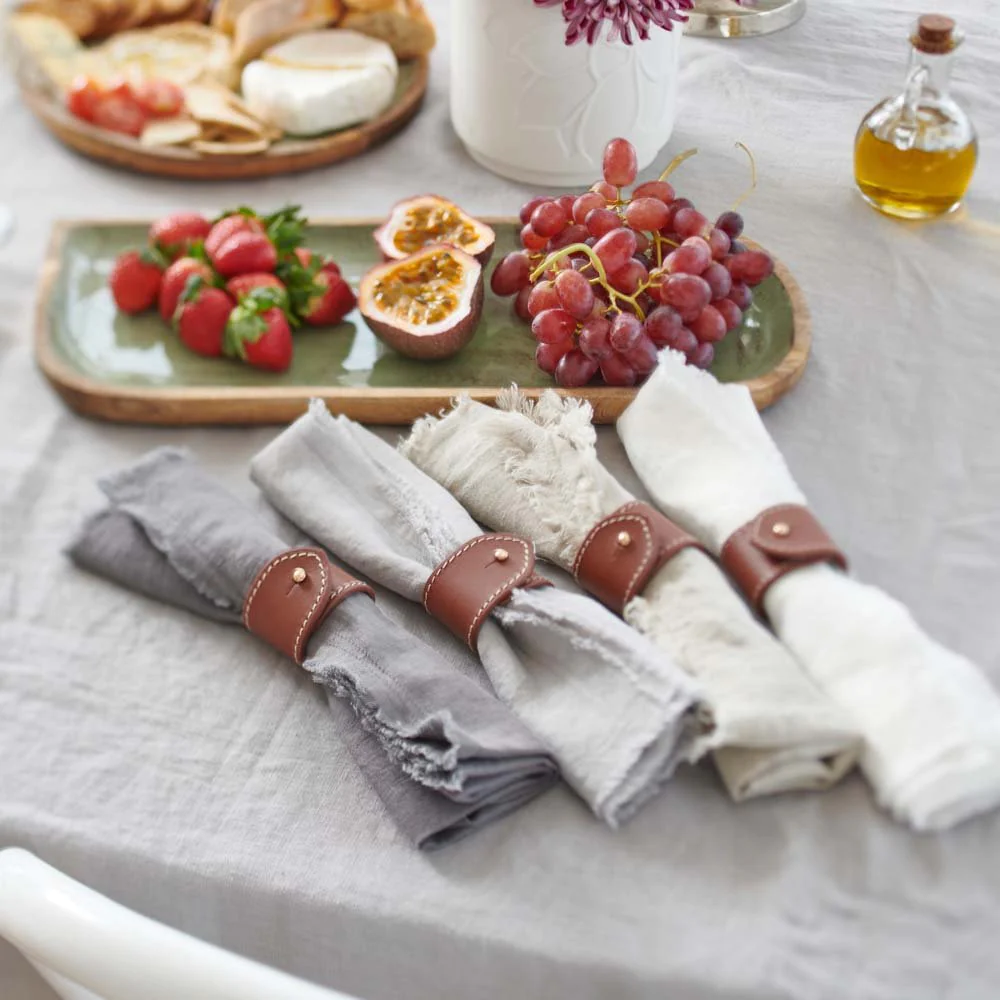 Soft Leather Napkin Rings (Set of 4) - Tan