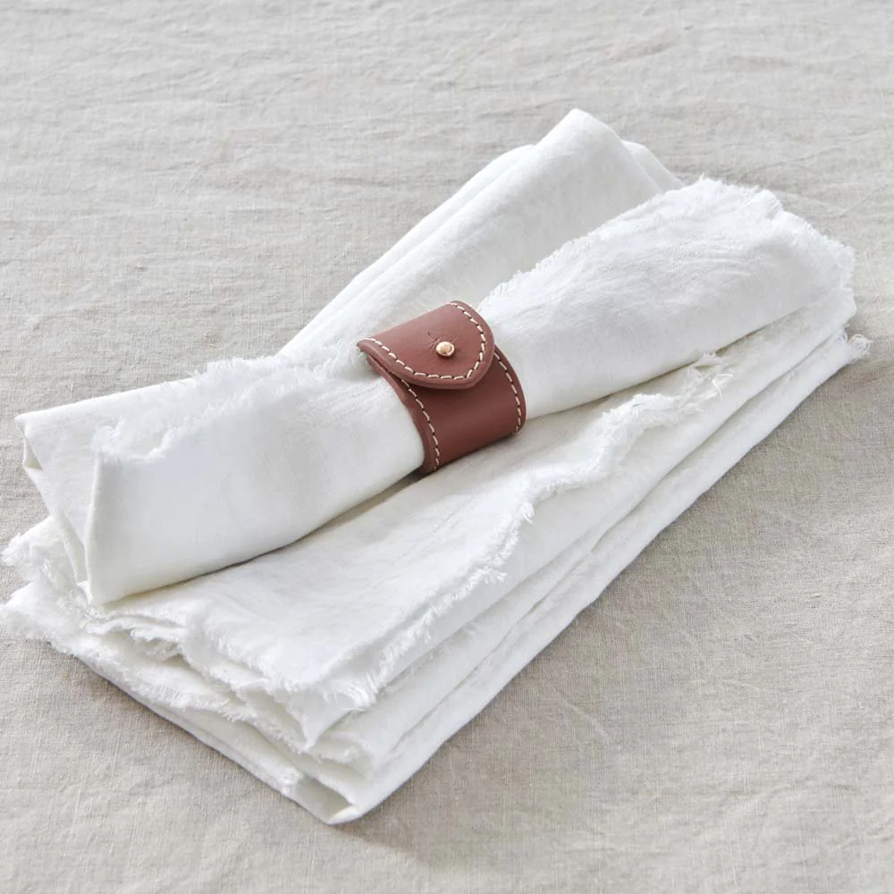 Soft Leather Napkin Rings (Set of 4) - Tan