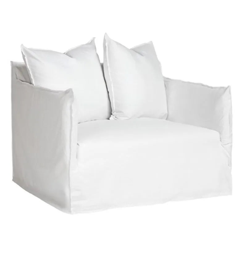 Como Linen Armchair White - 1.5 Seater