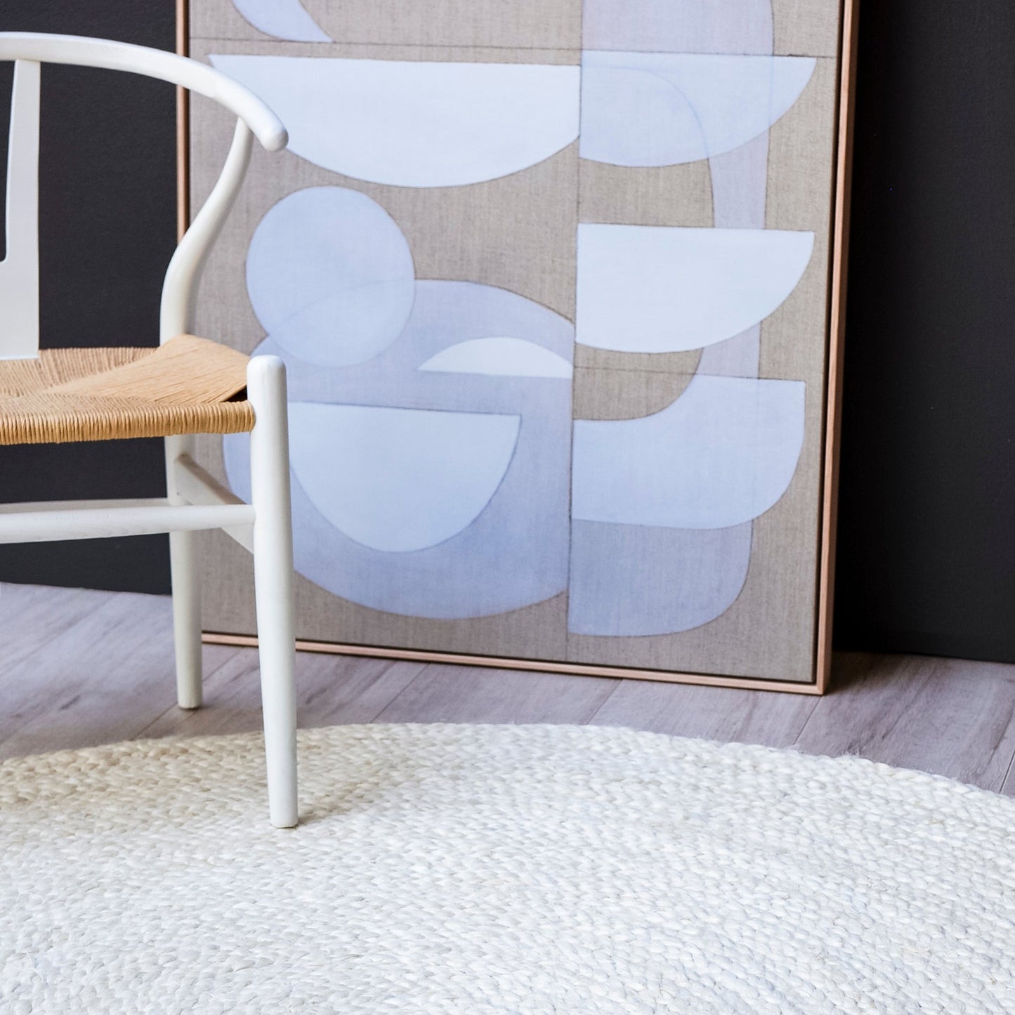 White Washed Round Braided Rug